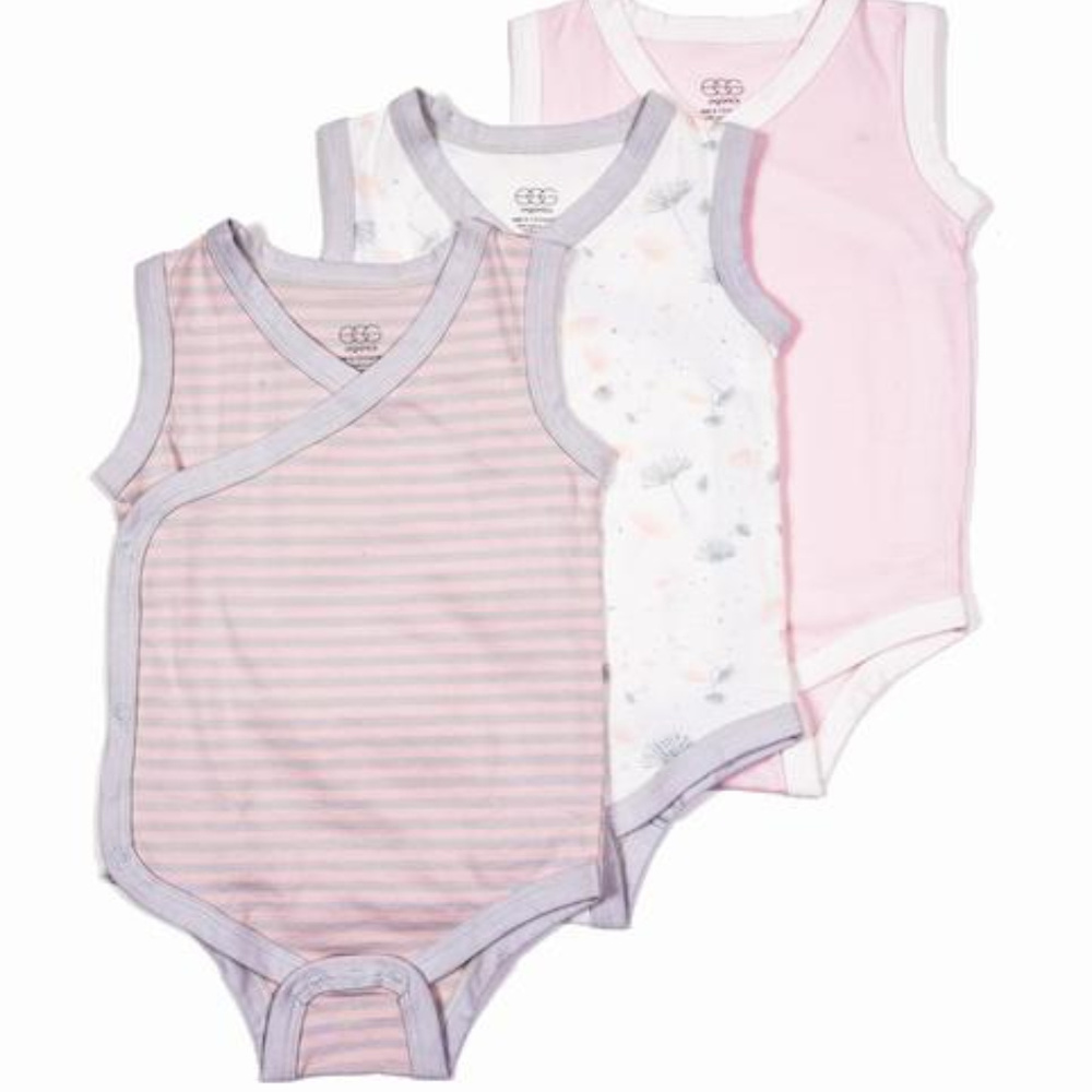 Pink Sleeveless Bodysuits (Set/3) 6-12 mo NEW!